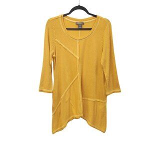Kae & Mallory Yellow Striped Long Sleeve Tunic Top M 3732